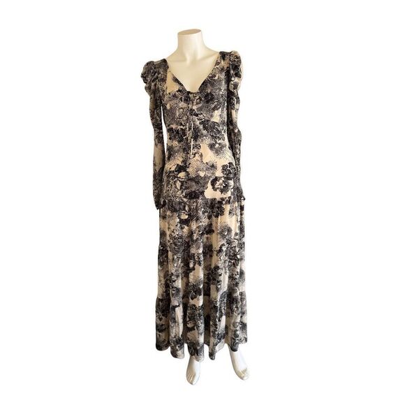 No Brand Dresses & Skirts - Lucy Paris Women’s small black cream maxi dress puff sleeve romantic